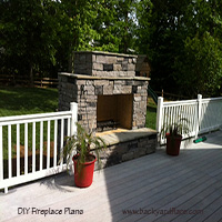 DIY Outdoor Fireplace with deck